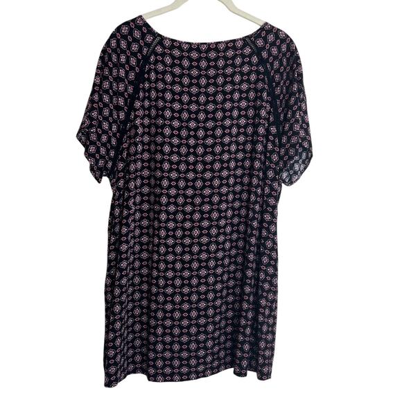 J Jill Womens Floral Blouse Size Large Black Burgundy Button Ties at Neck Boho - Picture 4 of 7